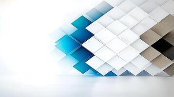 Abstract geometric composition with blue and white cubes creating a modern backdrop photo