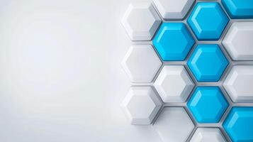 Abstract geometric design featuring blue and white hexagons on a light background photo