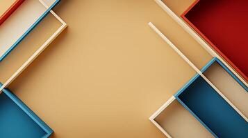 Abstract geometric composition with colorful frames on a warm background, ideal for design use photo