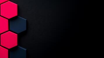 Abstract geometric design featuring hexagonal shapes in vibrant colors against a dark background photo
