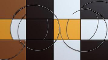 Abstract geometric composition with circular lines over contrasting colored panels photo