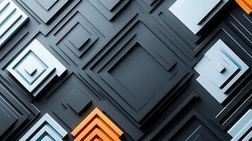 Abstract geometric pattern featuring layered squares in contrasting colors and depth photo