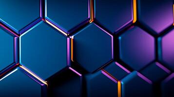 Abstract geometric pattern of hexagonal shapes in vibrant colors with a futuristic feel photo