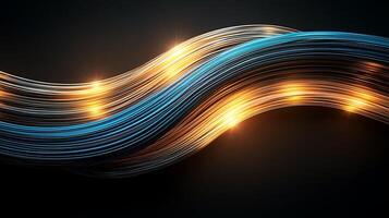 Abstract glowing waves of blue and orange light creating a dynamic background effect photo