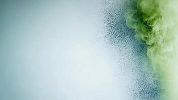 Abstract green smoke swirling against a light background, creating a dynamic visual effect photo