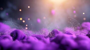 Abstract purple landscape with glowing particles and soft textures creating a dreamy atmosphere photo