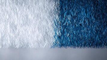 Abstract pattern of blue and white textured fur-like material creating a vibrant visual contrast photo