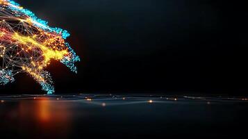 Abstract representation of a digital landscape with glowing connections and vibrant colors photo
