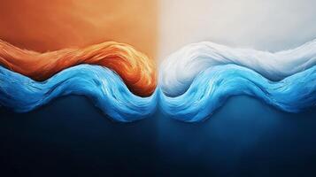 Abstract representation of contrasting waves in orange and blue, symbolizing harmony and conflict photo