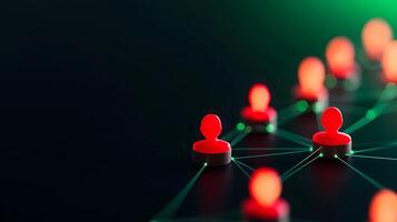 Abstract representation of digital connectivity with red figures symbolizing users on a network photo