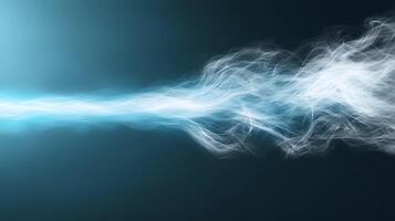 Abstract representation of flowing light energy with a soft blue gradient background photo