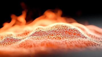 Abstract representation of flowing lava with intricate textures and glowing embers in the background photo