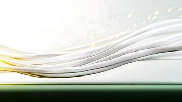 Abstract representation of flowing white fabric against a blurred light background, evoking motion photo