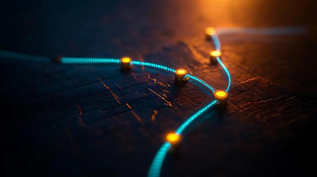 resumen representación de iluminado caminos en un texturizado superficie con suave brillante luces foto