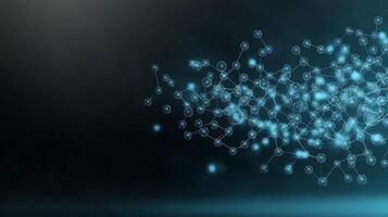 Abstract representation of interconnected molecules against a dark background with glowing effects photo