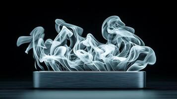 Abstract representation of smoke swirling above a metallic base, creating a dynamic visual effect photo