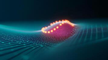 Abstract representation of wave patterns with glowing nodes in a futuristic digital landscape photo