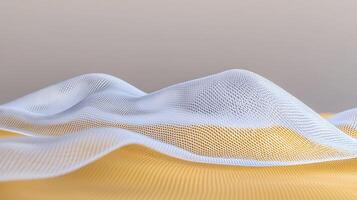 Abstract representation of soft, flowing fabric waves in white and yellow tones, creating a serene backdrop photo