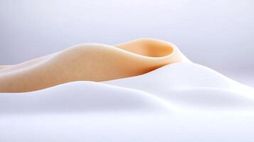 Abstract soft curves of skin-tone and white fabric creating a serene and minimalist composition photo