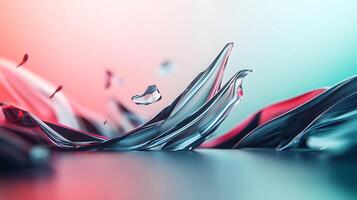Abstract splash of liquid with dynamic movement, vibrant colors blending in a modern setting photo