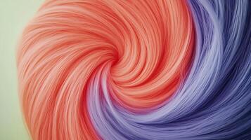 Abstract swirl of colorful hair strands blending in vibrant hues, creating a dynamic visual effect photo
