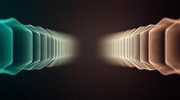 Abstract visual representation of layered shapes creating a tunnel effect with glowing edges photo