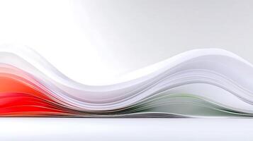 Abstract wave of colorful paper sheets flowing gracefully against a soft white background photo