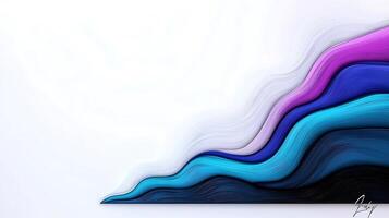 Abstract wave pattern in vibrant colors flowing across a minimalist white background photo