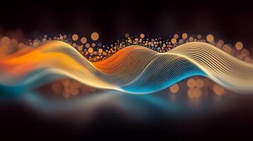 Abstract wave design with vibrant colors and soft bokeh lights creating a dreamy atmosphere photo