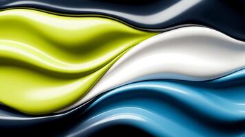 Abstract wave patterns in vibrant colors create a dynamic visual effect on a dark background photo