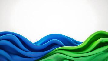 Abstract waves of blue and green fabric create a serene background for design projects photo