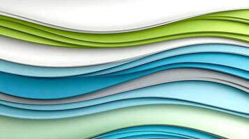 Abstract waves of green, blue, and white colors flowing seamlessly, creating a serene background photo