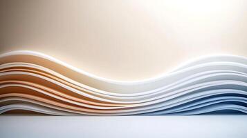 Abstract wavy layers of paper creating a soothing gradient effect with soft lighting in the background photo