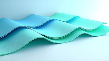 Abstract wavy patterns in soothing blue and green tones create a serene background effect photo
