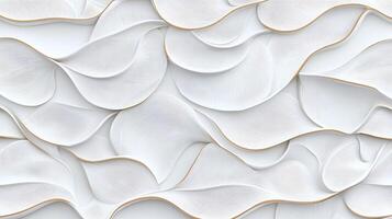 Abstract white textured background with flowing curves and subtle golden accents, ideal for design photo
