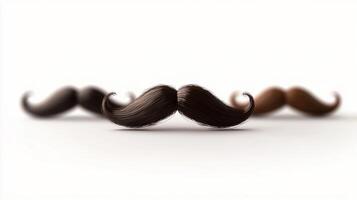 Artistic display of various mustaches in a minimalistic setting, showcasing styles and textures photo