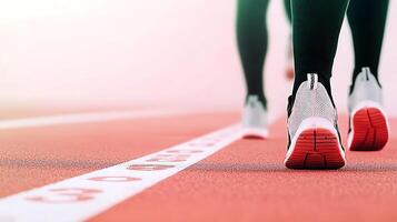 Athletes running on a track, showcasing focus and determination during a race photo