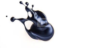 Black paint splash on a white background, showcasing fluid dynamics and artistic expression photo