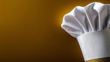 Chef's hat against a warm yellow background, symbolizing culinary creativity and professionalism photo