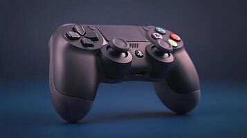Close-up of a modern gaming controller on a dark background, highlighting its sleek design and buttons photo