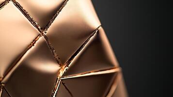 Close-up of a textured metallic surface with geometric patterns reflecting light, creating depth photo