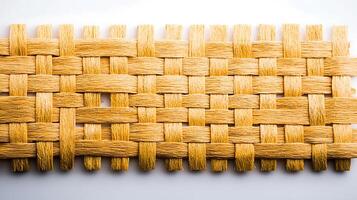 Close-up of a woven yellow textile showcasing intricate patterns and textures, ideal for design use photo