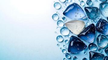Close-up of colorful water droplets on smooth stones, creating a serene atmosphere photo