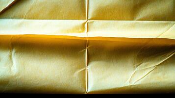 Close-up of crumpled yellow paper showcasing texture and subtle shadows for design use photo