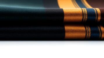 Close-up of folded fabric showcasing intricate patterns and textures with a smooth finish photo