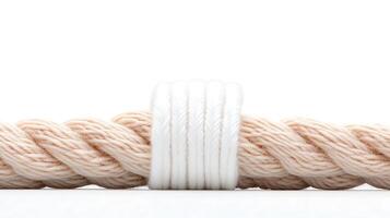 Close-up of intertwined beige and white rope showcasing texture against a clean background photo