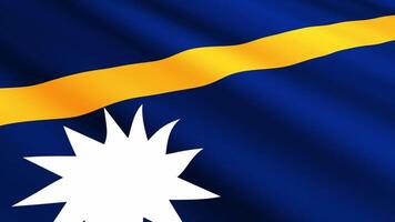 Nauru Flag Waving Gently in the Wind, Close-Up Full-Frame Perspective, Soft Fabric Texture, Slow Motion, Natural Movement, Waving Flag Background video