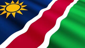 Namibia Flag Waving Gently in the Wind, Close-Up Full-Frame Perspective, Soft Fabric Texture, Slow Motion, Natural Movement, Waving Flag Background video