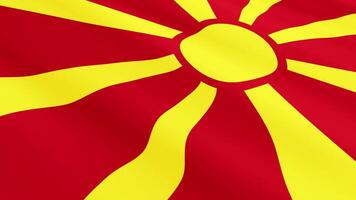 North Macedonia Flag Waving Gently in the Wind, Close-Up Full-Frame Perspective, Soft Fabric Texture, Slow Motion, Natural Movement, Waving Flag Background video