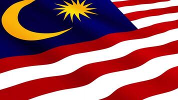 Malaysia Flag Waving Gently in the Wind, Close-Up Full-Frame Perspective, Soft Fabric Texture, Slow Motion, Natural Movement, Waving Flag Background video